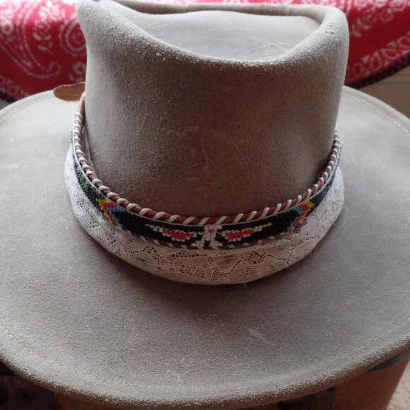 Hat Band Or Kids Belt Beaded/ Leather - Picture 2 of 10